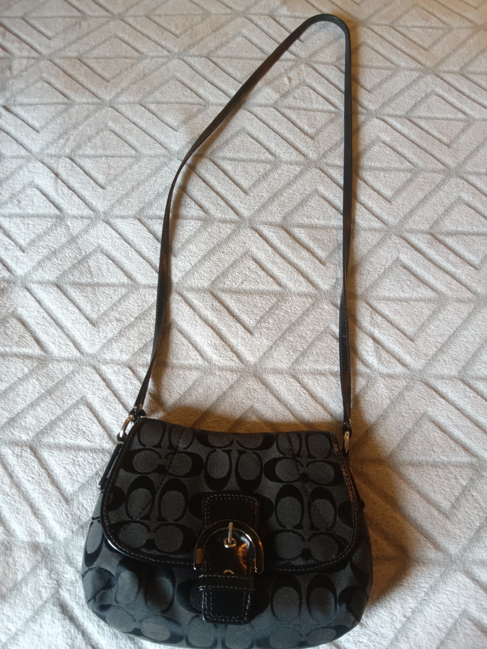 COACH Black Signature Pattern Shoulder/Crossbody Bag